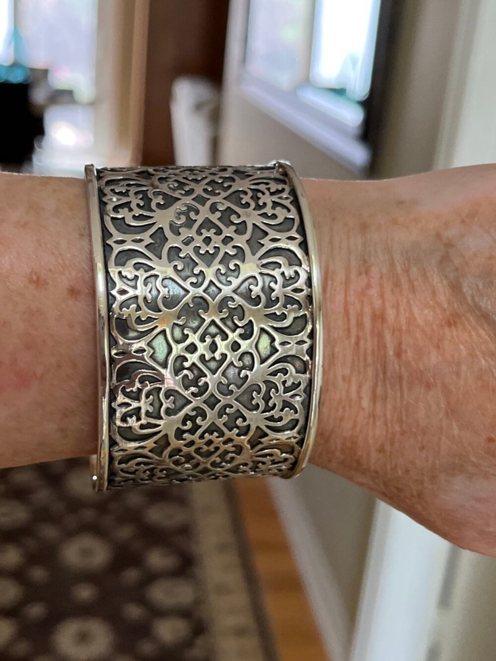Silpada Sterling Silver Filigree Heart Scroll Cuff - Authentic